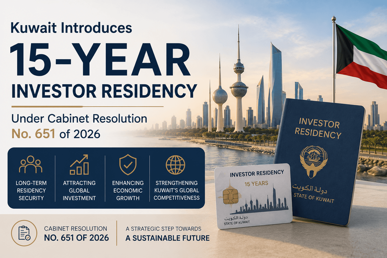 Kuwait Introduces 15-Year Investor Residency Under Cabinet Resolution No. 651 of 2026